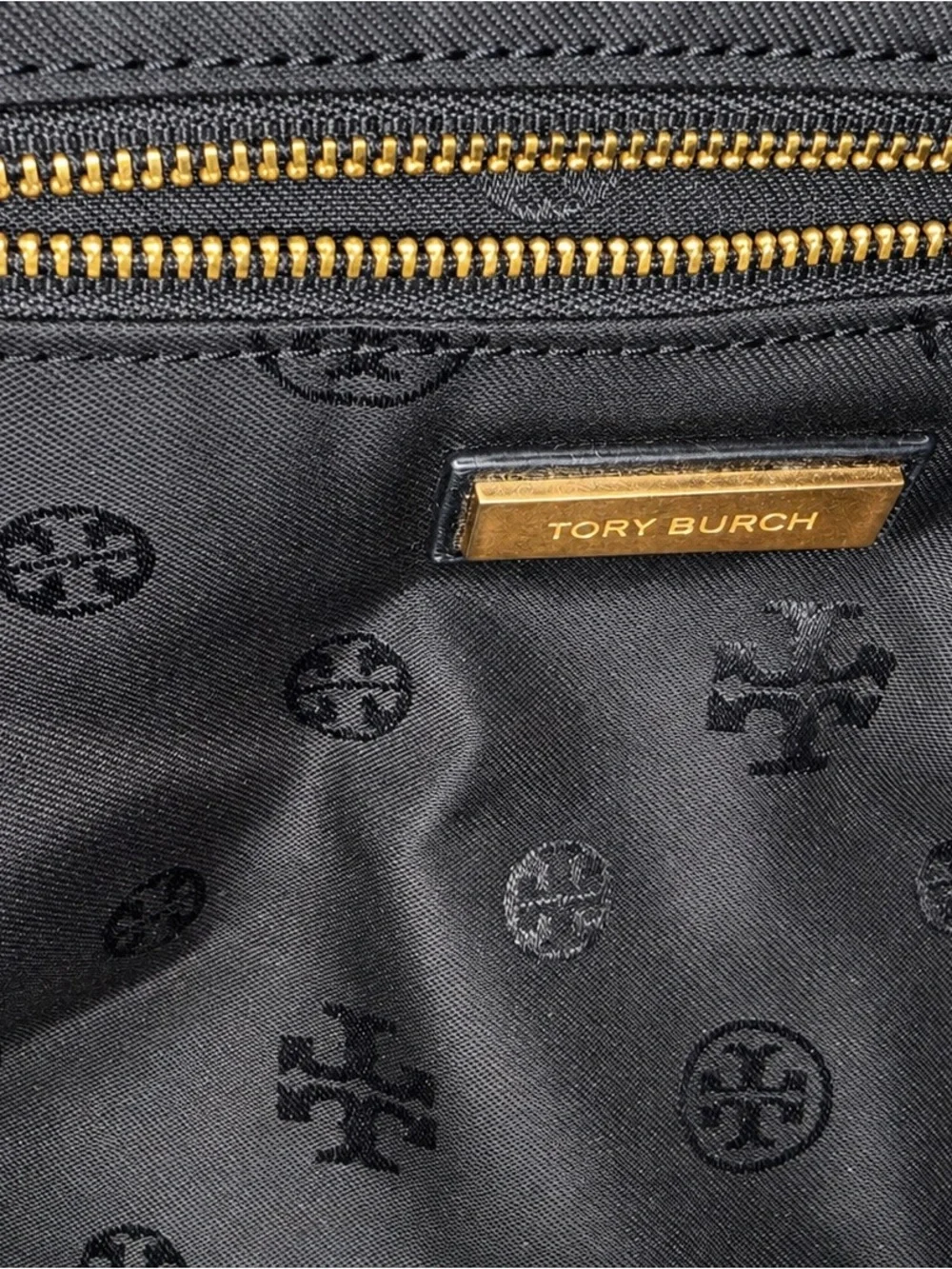 Tory Burch Black Quilted Leather Shoulder Bag with Gold Chain Strap